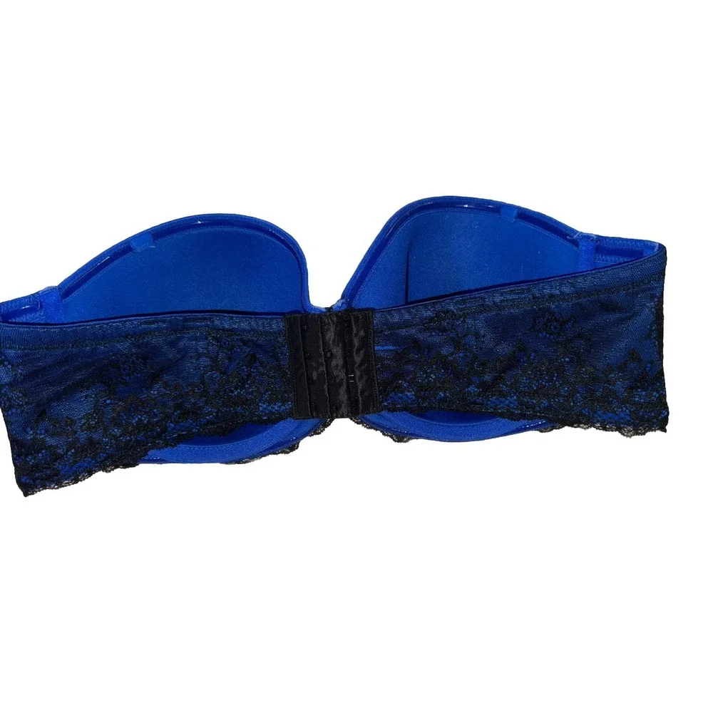 Torrid Bra 42C Royal Blue Black Multi-Way Lace Underwire Strapless